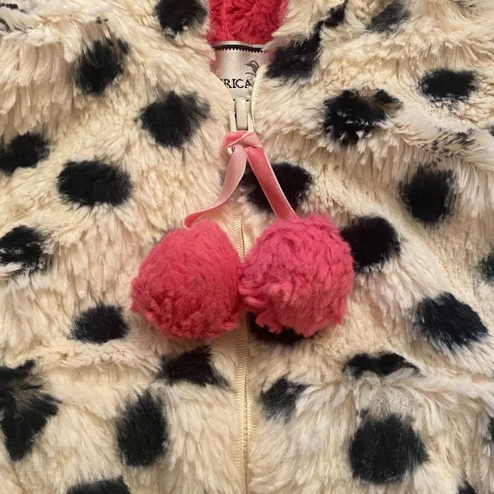Adorable!!!  Size 12 M infant girl faux fur polka dot coat  very good condition!